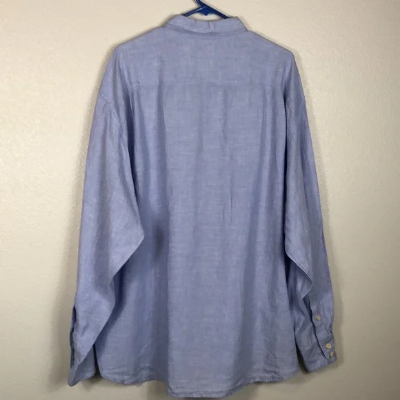 Tommy Bahama Shirt 100% Linen Blue Long Sleeve Button Down Relaxed Beach Coastal - Picture 4 of 12